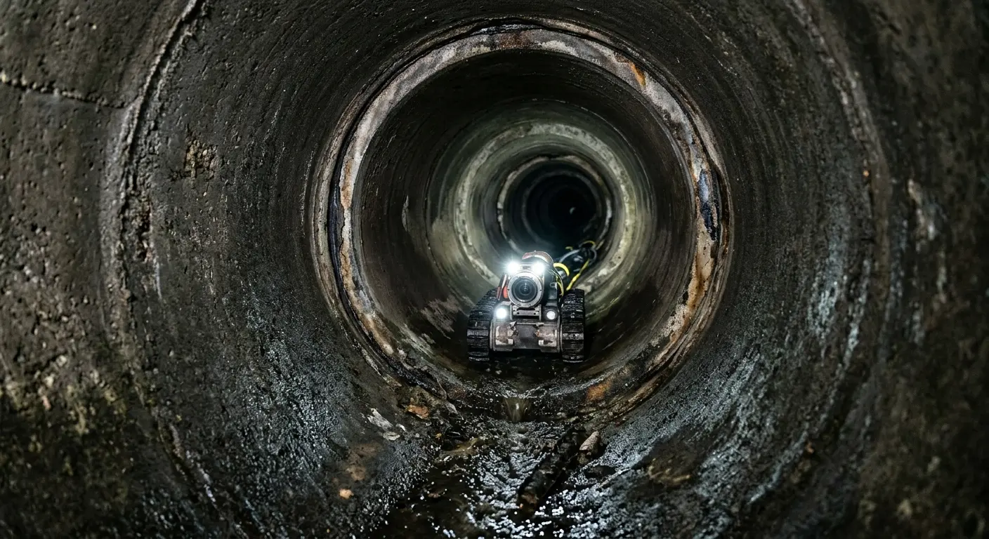 Robotic sewer camera inspecting pipe interior for Drain Snake Service in Alpharetta